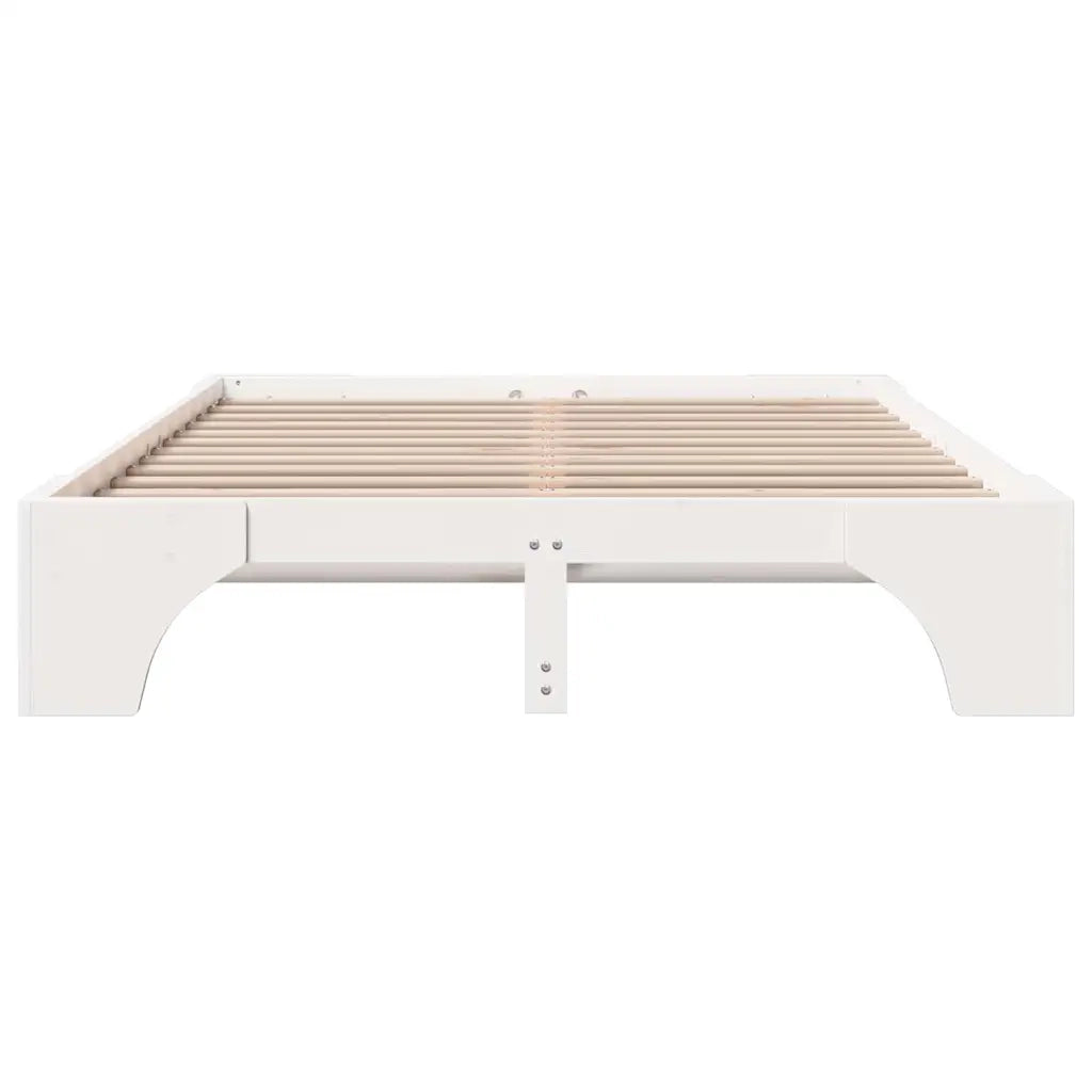 Letto matrimoniale | Letto per adulti | Struttura del letto Bianco 150 x 200 cm Pino massello