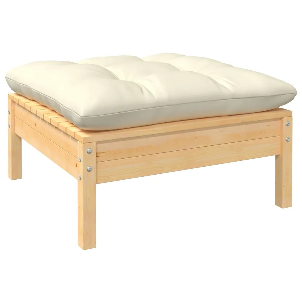 Set Divani da Giardino 12 pz con Cuscini Crema Massello di Pino 3096869