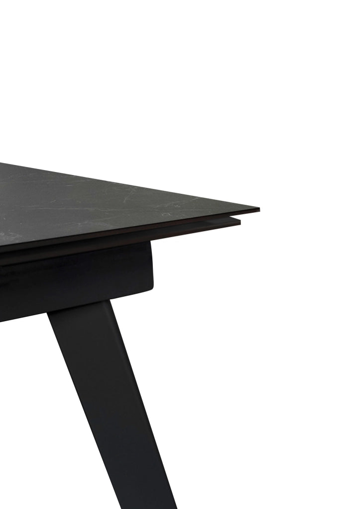 Tavolo Allungabile Nicolas con Piano in Sintered Stone Effetto Marmo Nero e Struttura in Metallo Antracite 140/200x90 cm - Nicolas
