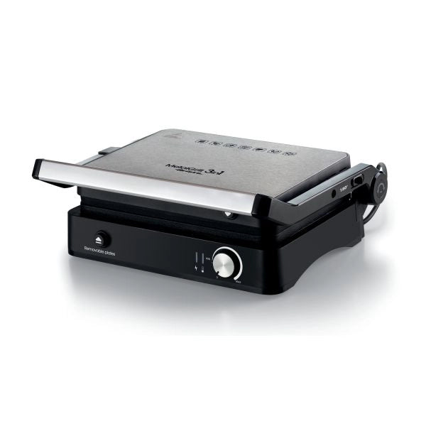 Ariete 1934 metalgrill 3in1, griglia elettrica per grigliate miste, 2000w, 3 modalità di cottura, piastre antiaderenti, silver/black