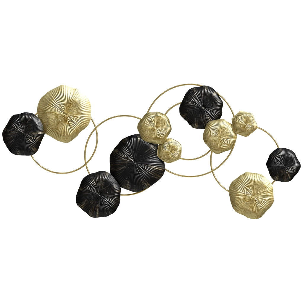 Scultura a Parete Foglia di Loto ¨C Minimal ¨C Dorato e Nero 84x35 cm