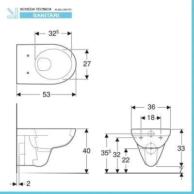 Sanitari sospesi Geberit con brida e copriwater originale  Selnova