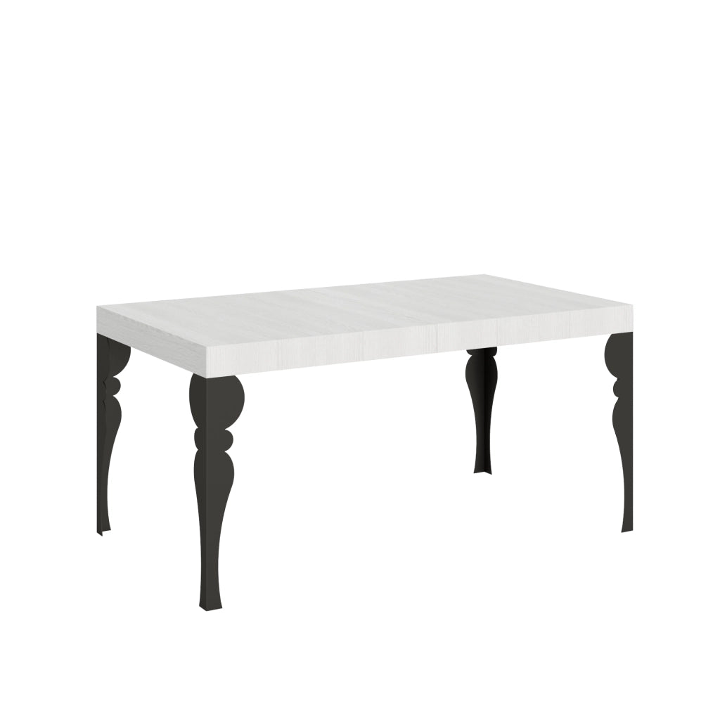 Tavolo allungabile 80x160/244 cm Paxor bianco frassino telaio Antracite