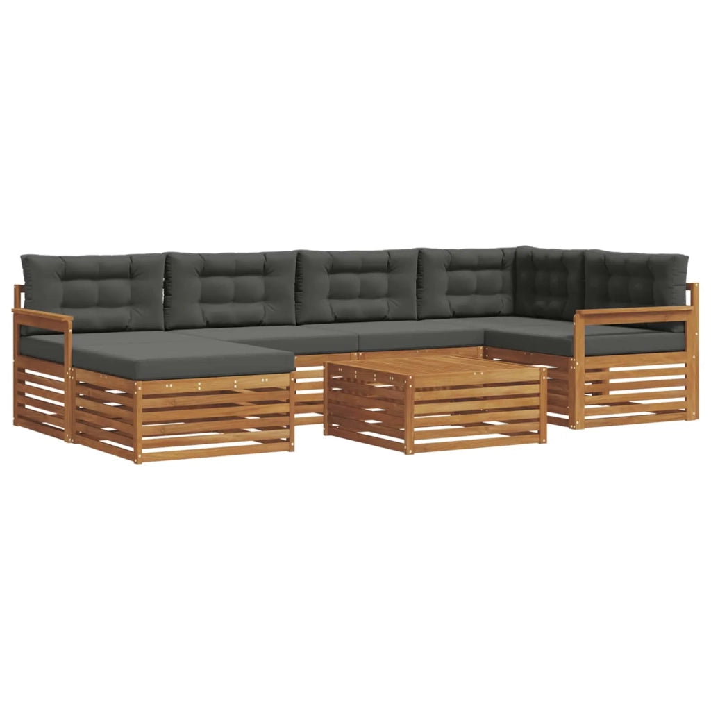 Set di divani da esterno con cuscino 7 pcs Naturale e Antracite 3373767