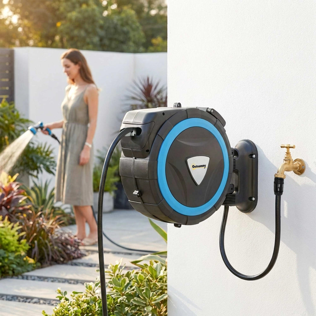 Avvolgitubo da Parete per Giardino ¨C Xylo ¨C 14+1,5m Blu Rotazione 180¡ã