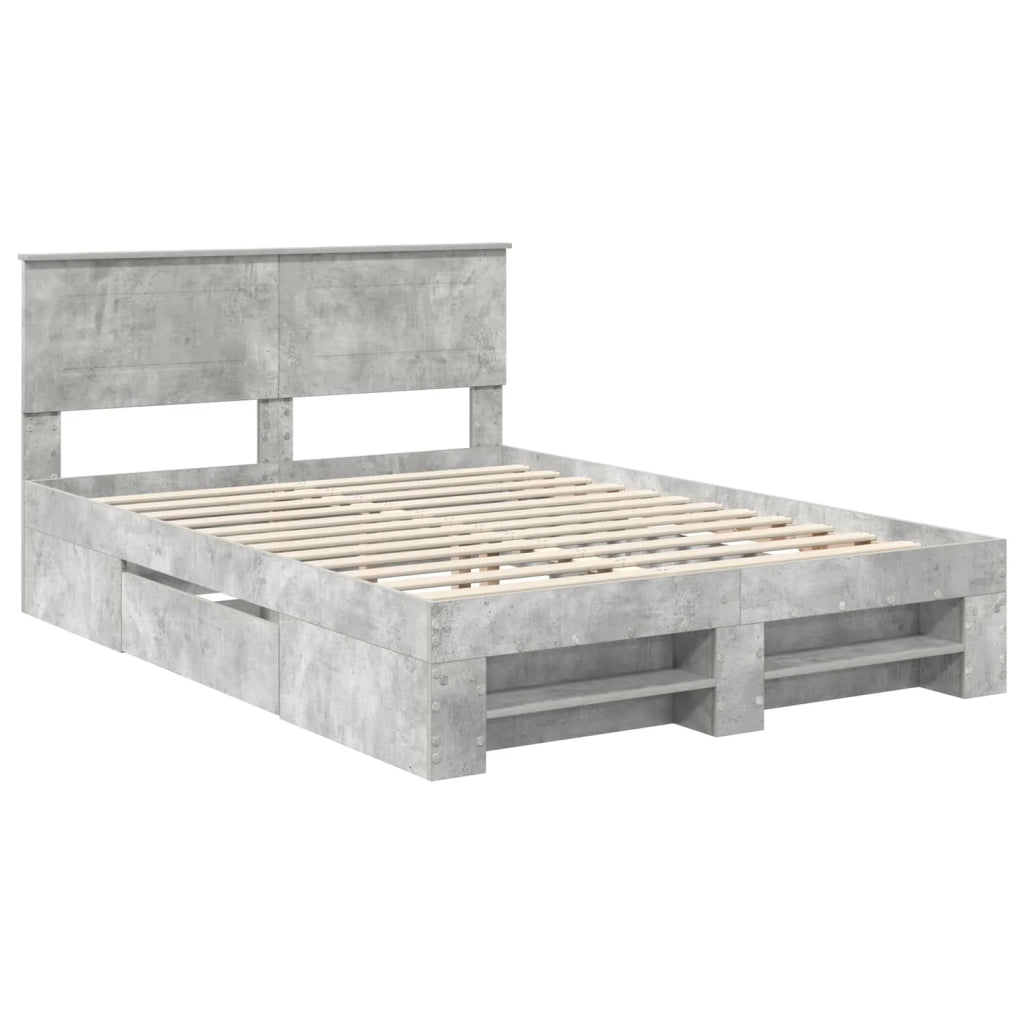 Struttura del letto con testiera Grigio cemento 160 x 200 cm 3408742
