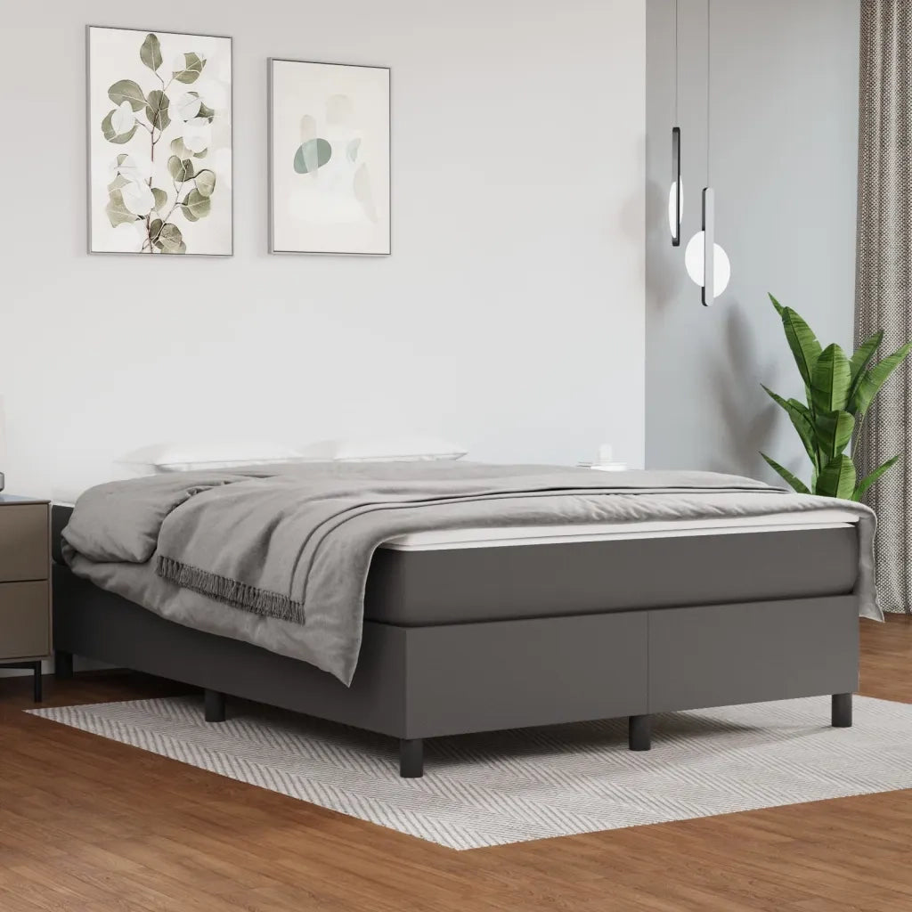 Giroletto a Molle con Materasso Grigio 140x190 cm in Similpelle 3144606