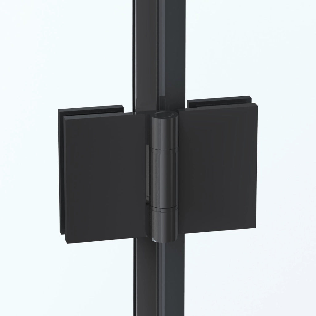 Box doccia Angolare 70x90 cm porta a soffietto + fisso H200 cm cristallo 6 mm profilo NERO OPACO ZAIRA