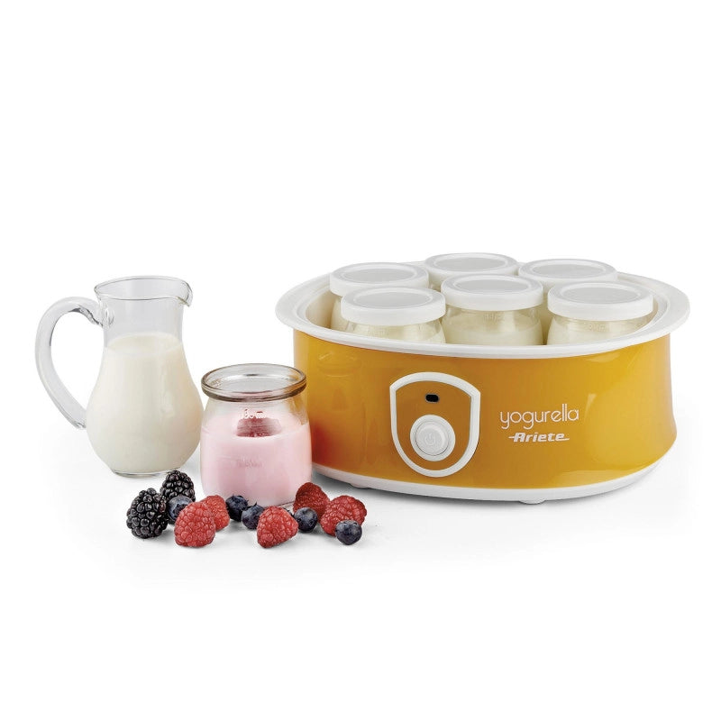 Yogurtiera Elettrica - 7 Vasetti - 1,3kg Yogurt Fatto in Casa - 20 Watt - Bianco e Giallo