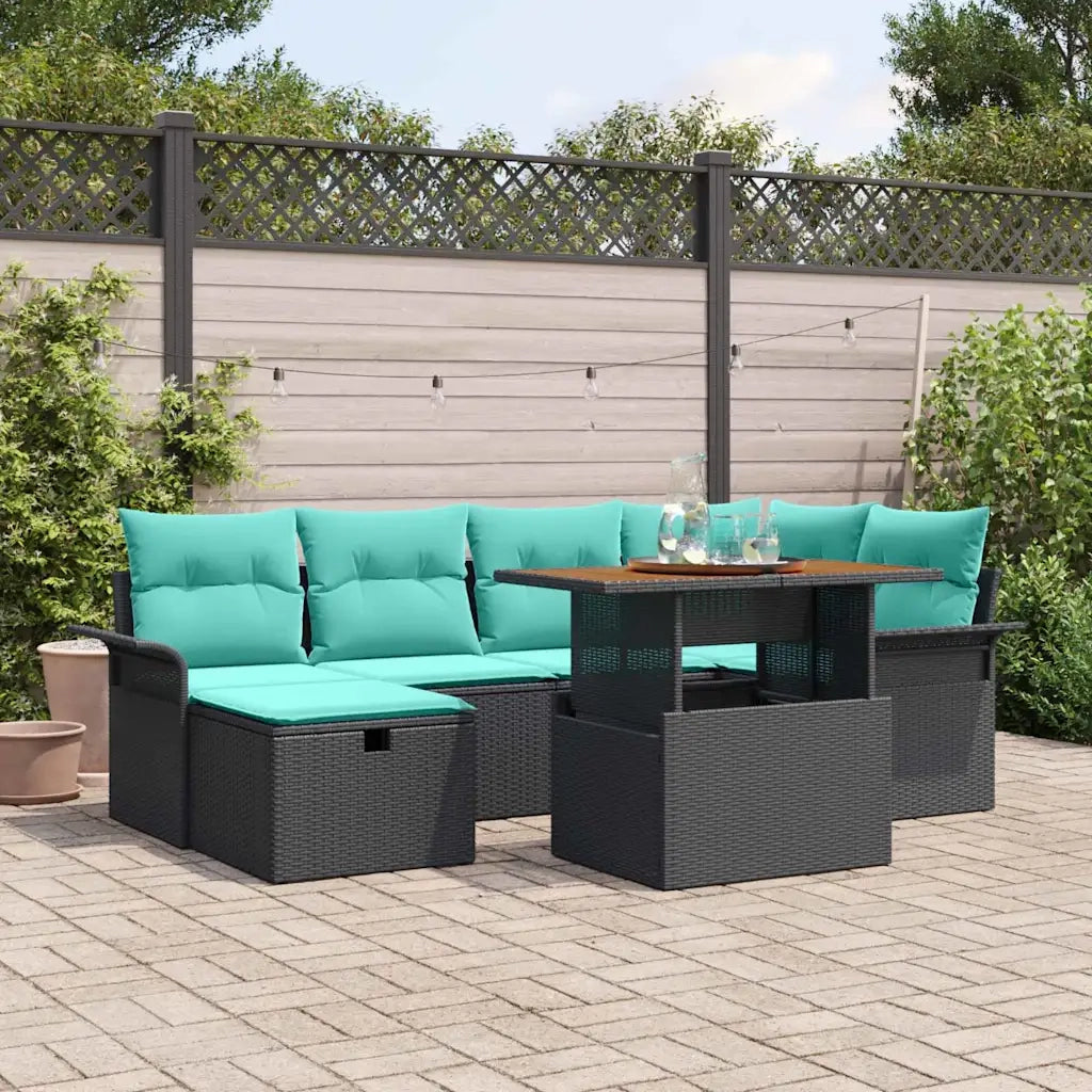 Set Divano da Giardino 7 pcs Nero polyrattan 3361249