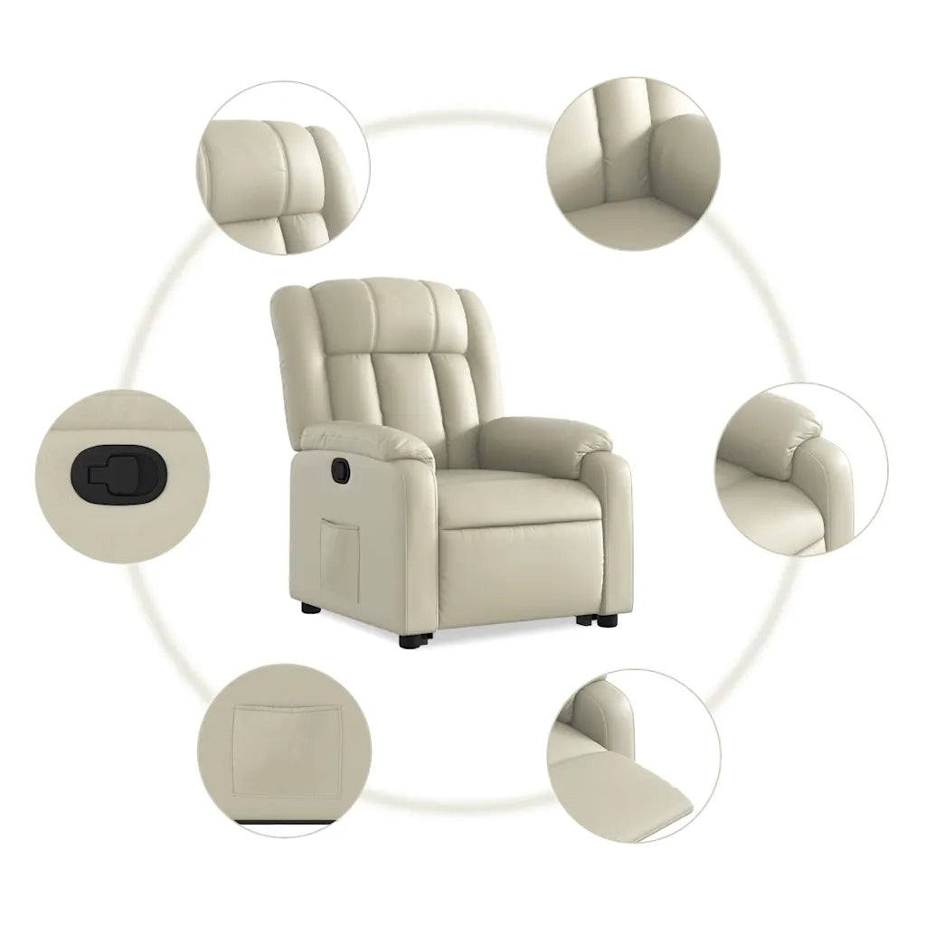Poltrona Alzapersona Reclinabile Crema in Similpelle 3205265