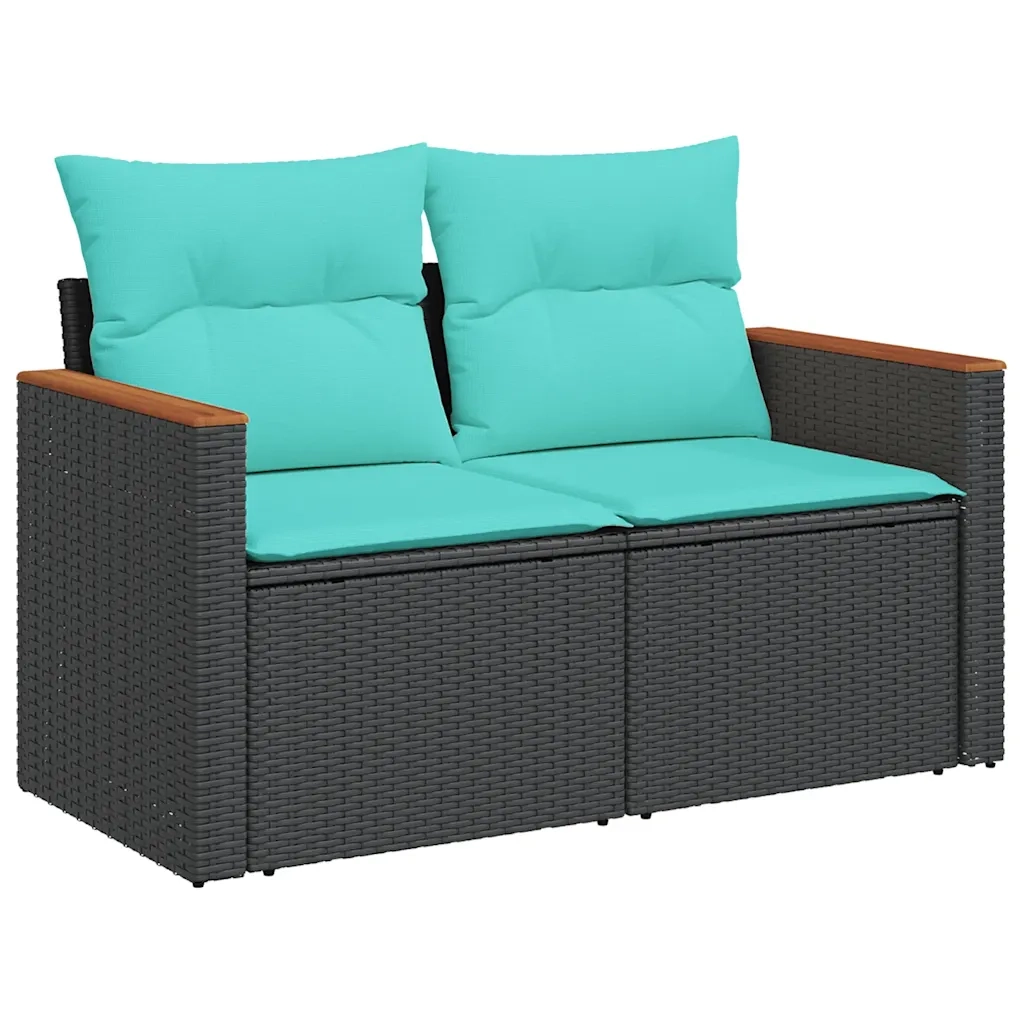 Set Divani da Giardino 13 pz con Cuscini Nero in Polyrattan 3226449