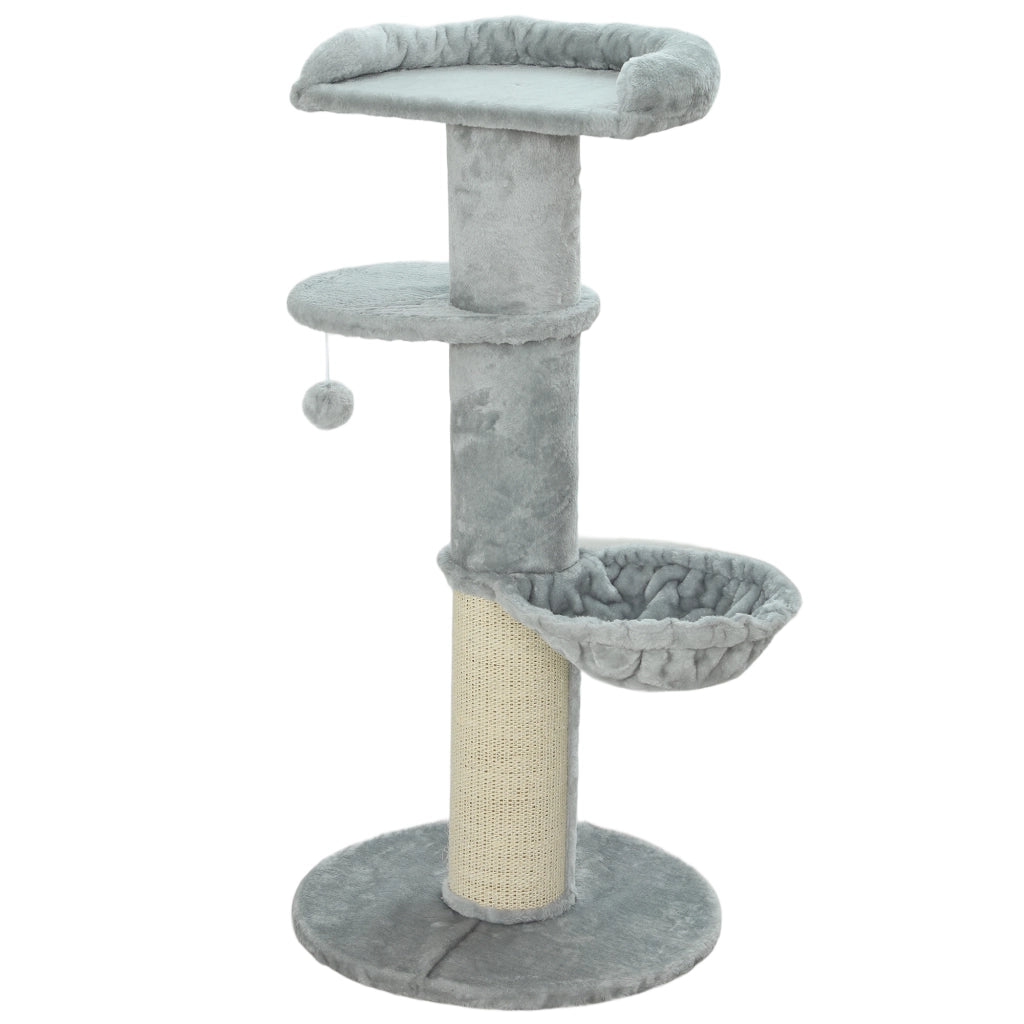 Tiragraffi per gatti con palo in sisal e palla sospesa ¨C zephmum ¨C grigio chiaro