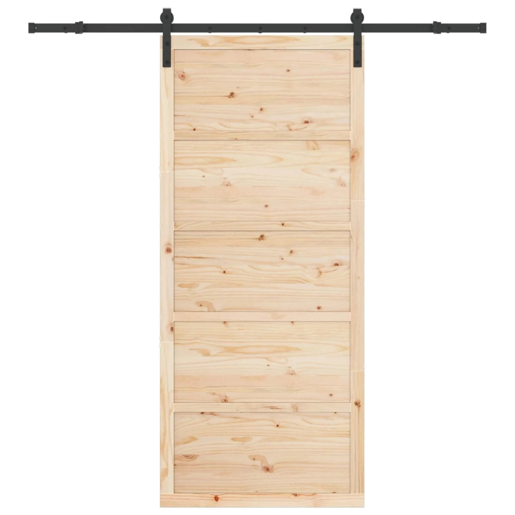 Porta scorrevole Naturale 90 x 208 cm Legno Massello di Pino 3445636