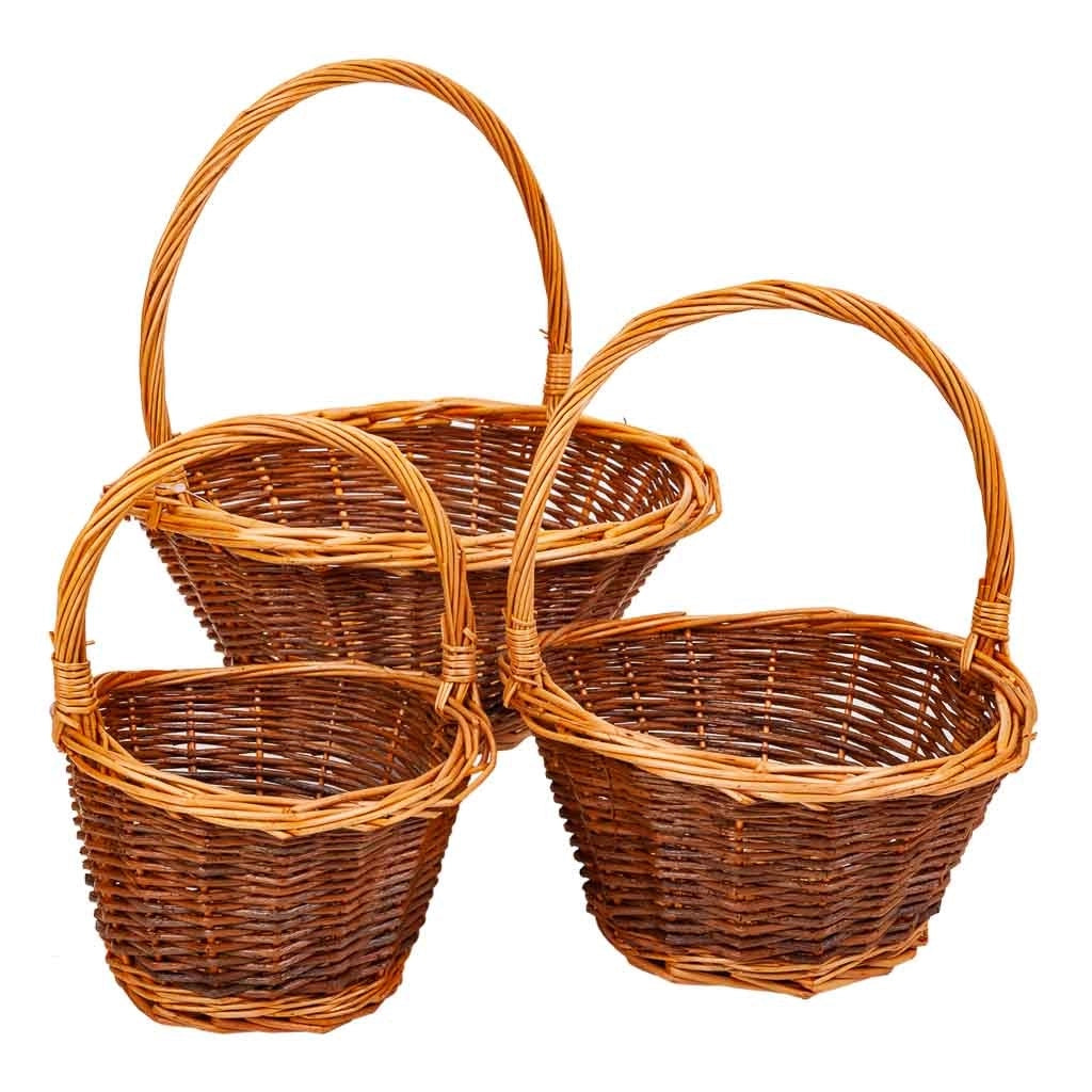 Set di 3 cestini in vimini marrone