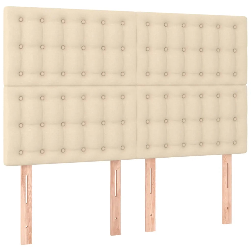 Letto a Molle con Materasso e LED Crema 140x190 cm in Tessuto