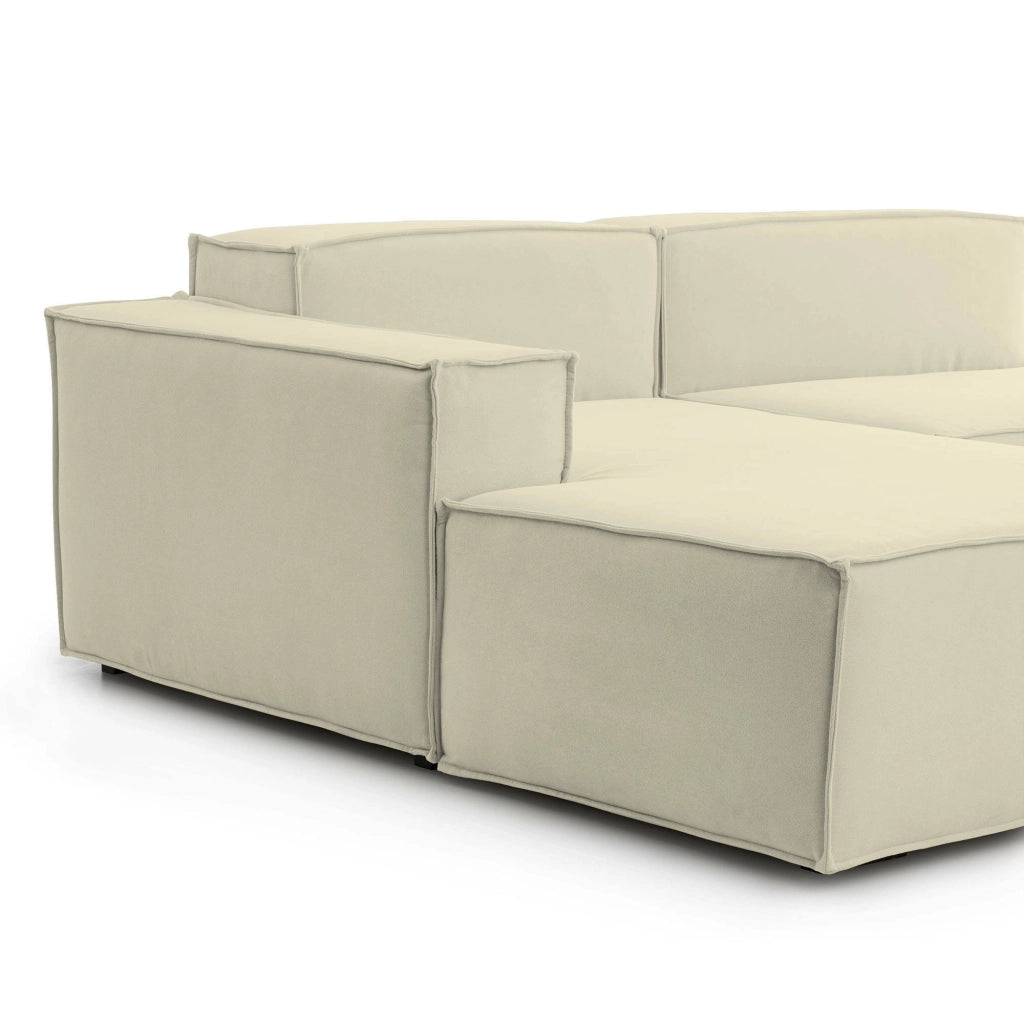 Divano fisso Assurte, Divano componibile a 2 posti large con penisola sinistra, Made in Italy, Sofà\  moderno in tessuto, Cm 240x170h70, Beige