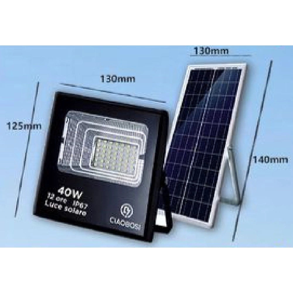 Trade Shop - Faro Faretto Led Pannello Solare Fotovoltaico 40w Con Crepuscolare Ip67 Led-9013 -