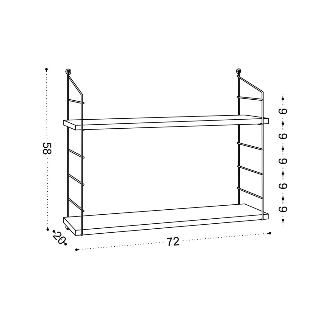 Mensola da parete in legno "Armoni" - 72 x 20 x 58 cm - Bianco