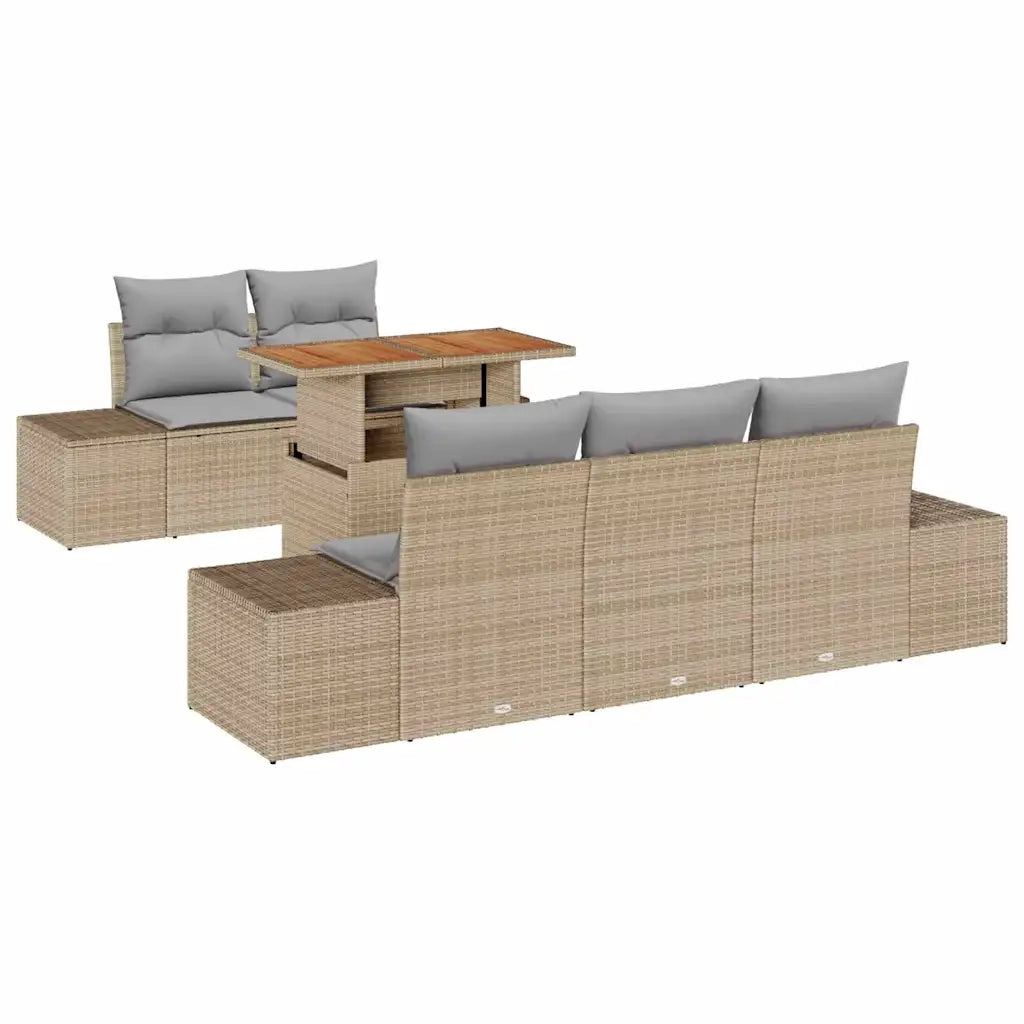Set Divano da Giardino 6 pcs Beige Poly Rattan 3358639