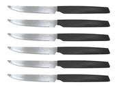 Set 6 Coltelli da Bistecca Carne Active Lama Seghettata Neri Pedrini