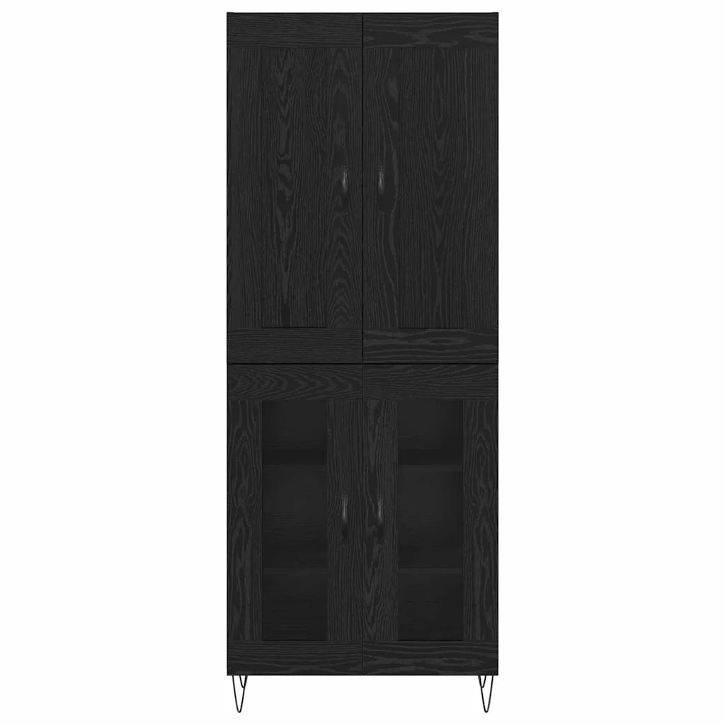 Credenza-Buffet-Armadio da cucina Rovere Nero 69,5 x 34 x 180 cm Legno multistrato 443139