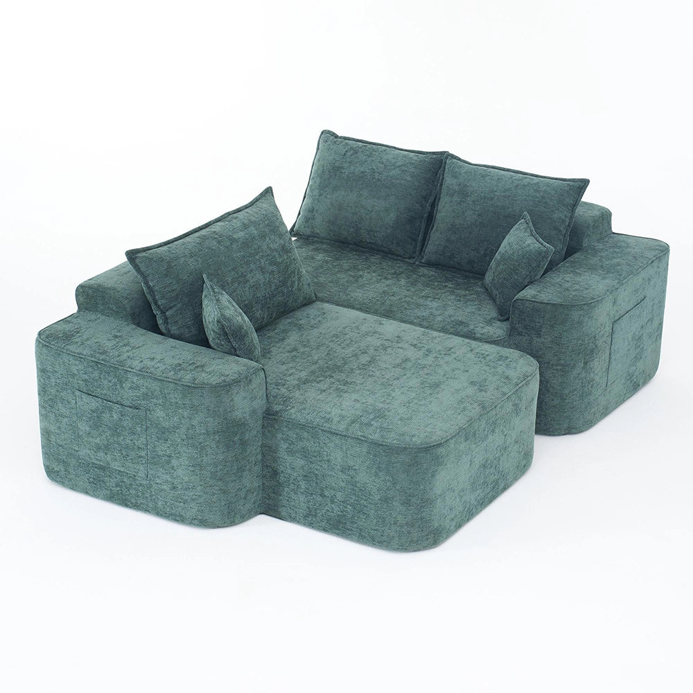 Divano angolare Cloud Couch - Xylo - 262 cm - Verde - Con poltrona reclinabile e seduta XXL