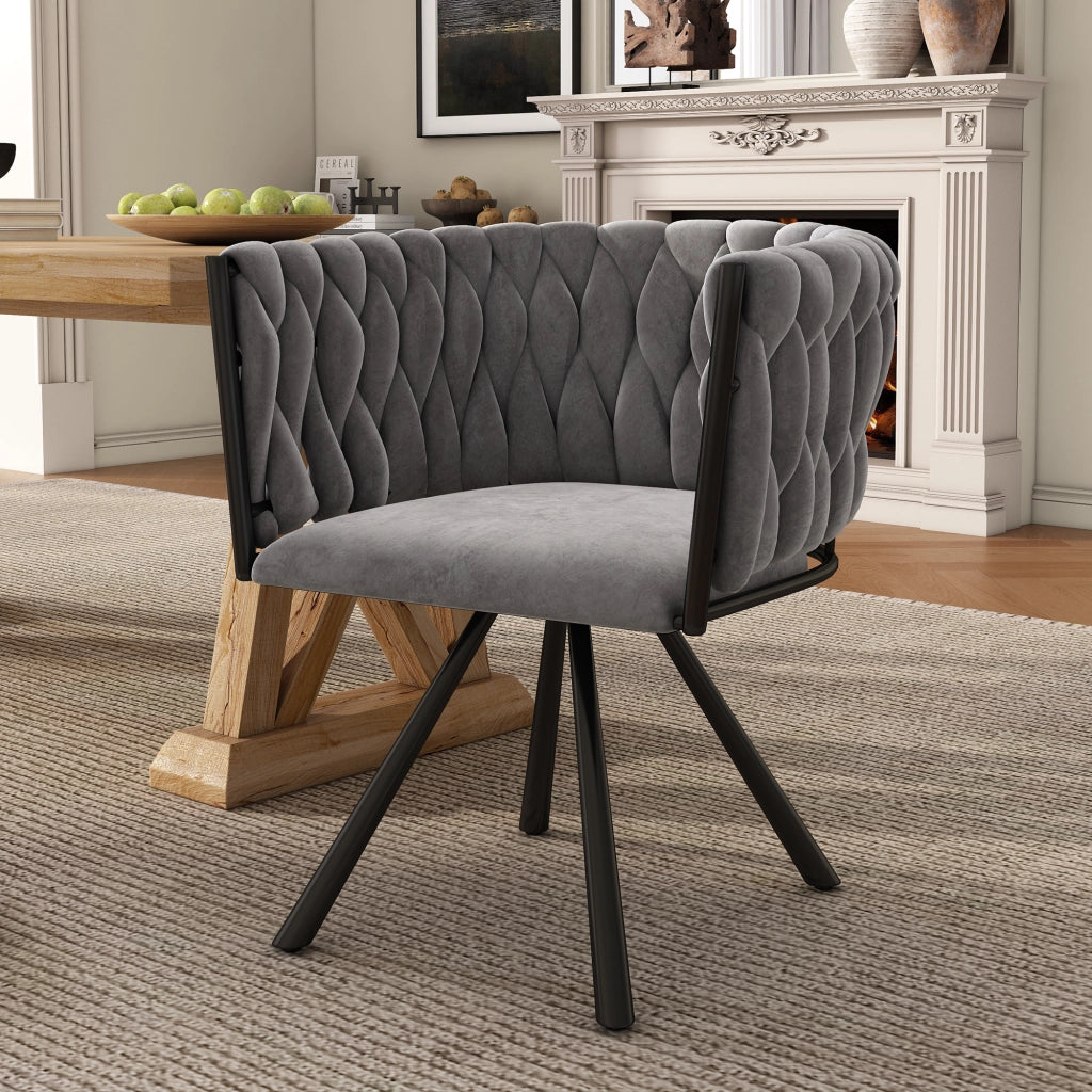 SEDIA Girevole 360° in Velluto Grigio Set da 4 pezzi