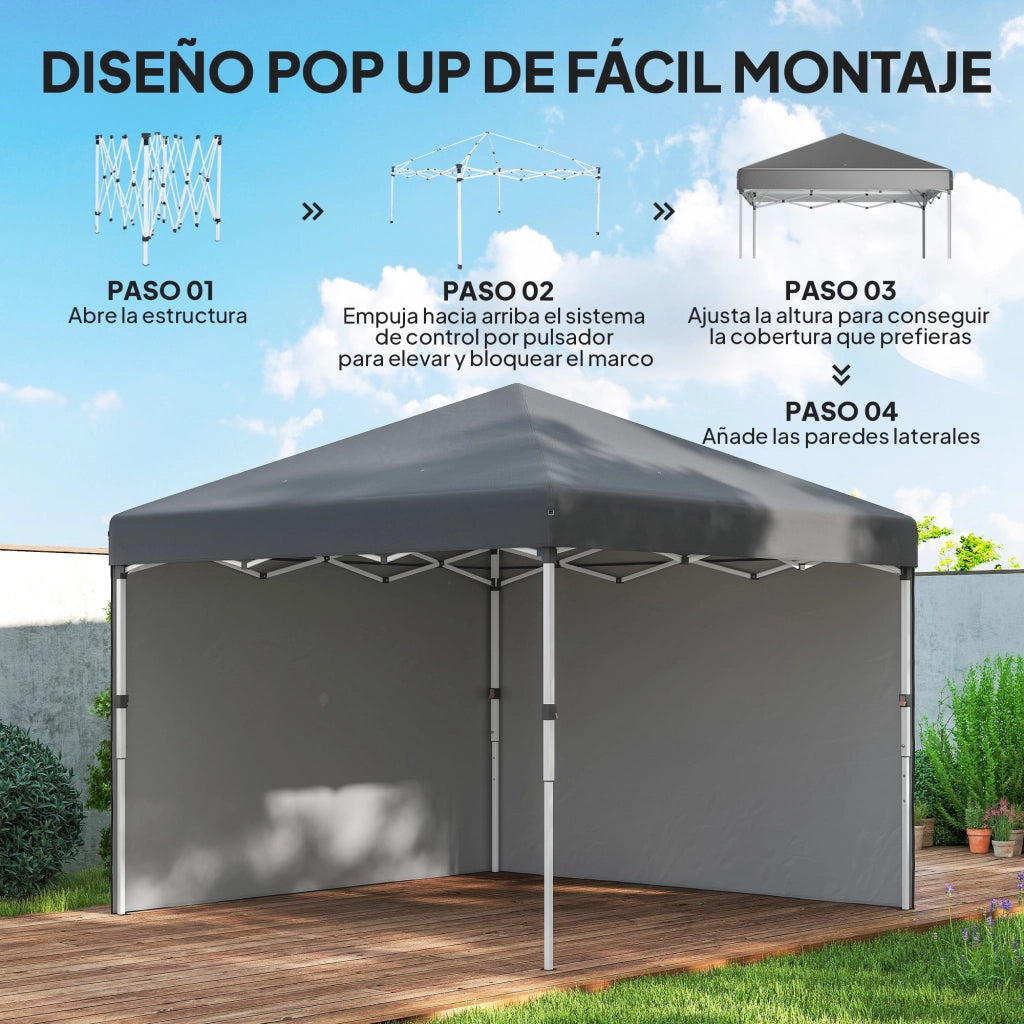 Tenda da giardino pieghevole 3x3 m ¨C Minimal ¨C grigio scuro