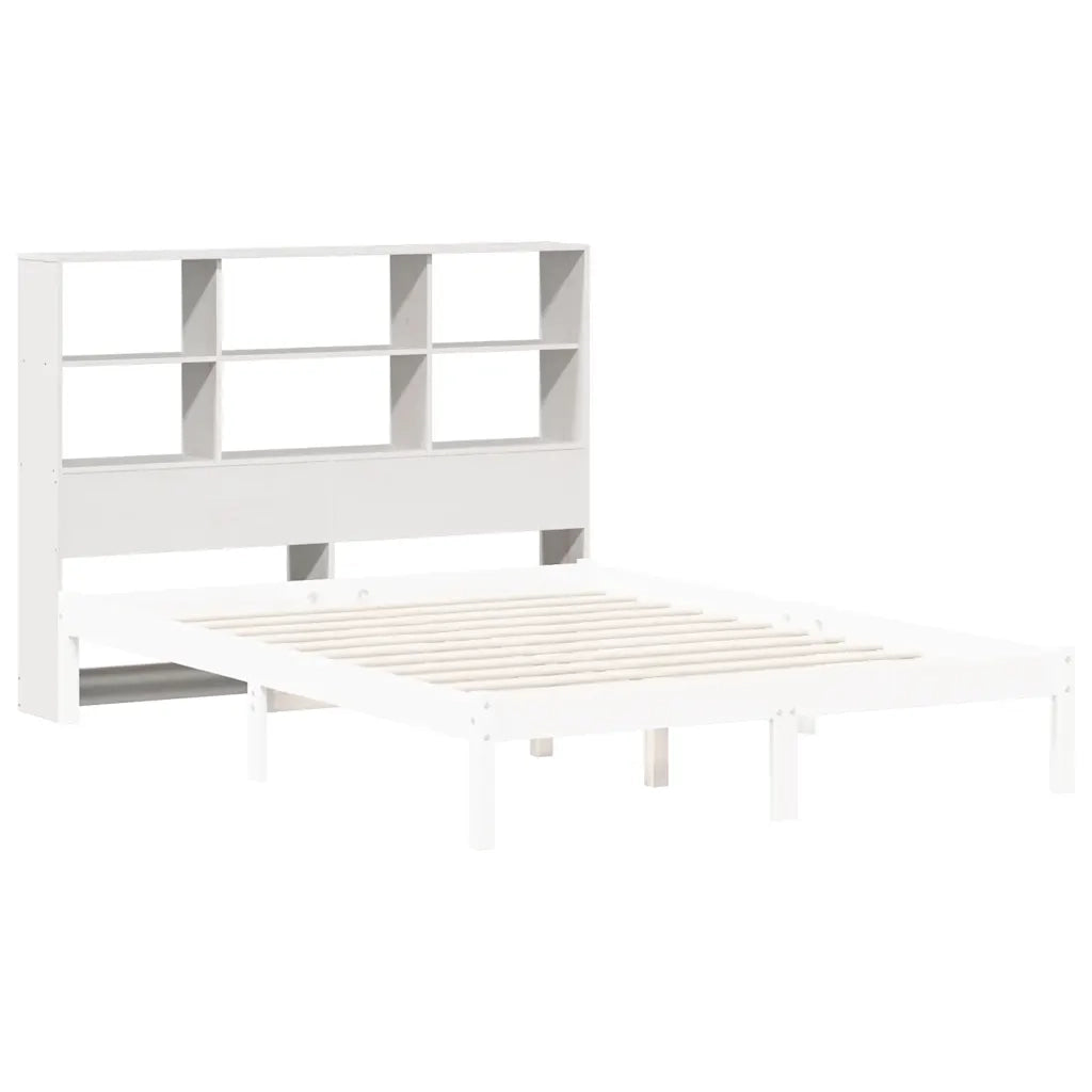 Testiera con Ripiani Bianca 160 cm in Legno Massello di Pino 855655