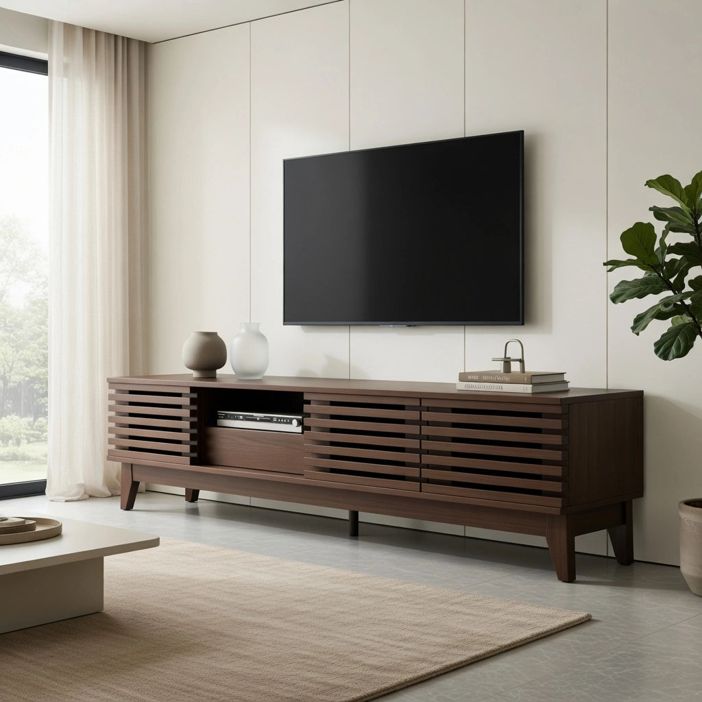 Cassettiera per TV Natural con pannello in truciolare; lunghezza 170 cm