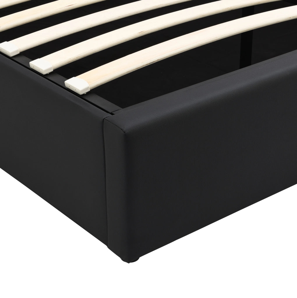 Letto imbottito con LED e contenitore in PU nero