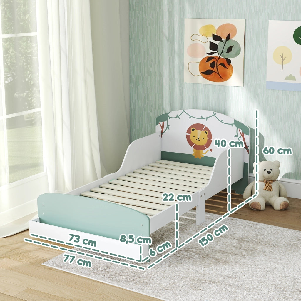 Letto singolo con contenitore ¨C Xylo ¨C 70x140 cm verde con barriera sicurezza