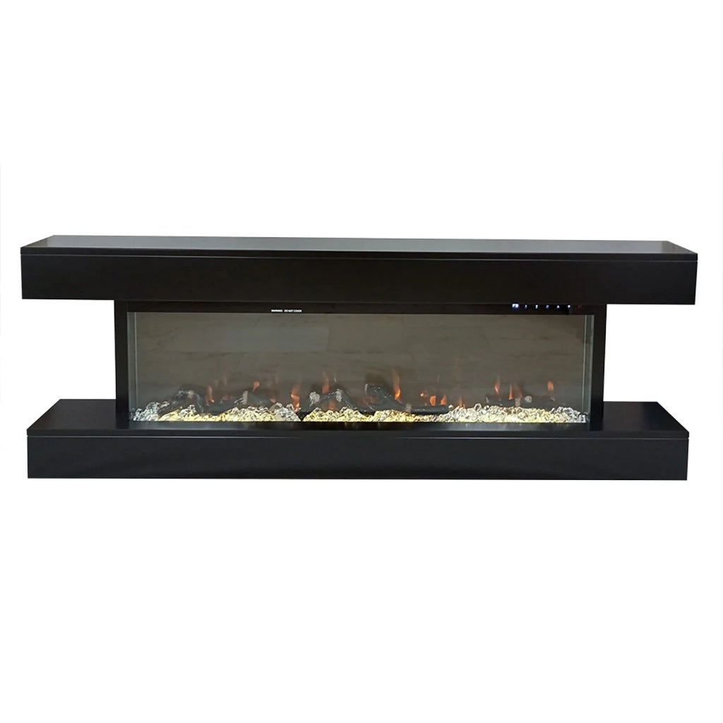 Camino Elettrico da Parete o Incasso Alaro Ultra+ 152x18x52 cm Effetto Fiamma Telecomando in MDF Nero