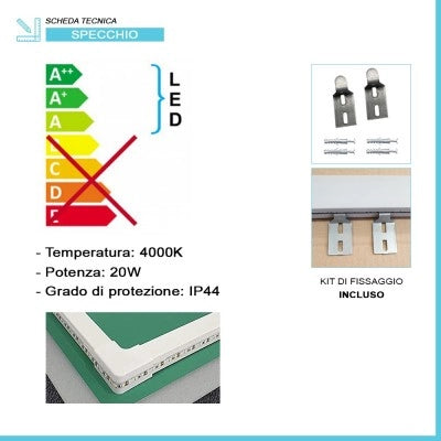 Specchio bagno tondo 80 cm con cornice LED retroilluminata e decorata
