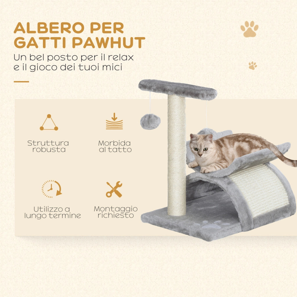 Tiragraffi Albero per Gatti con Cuccia e Palline ¨C zephmum ¨C Grigio 40x30x43cm
