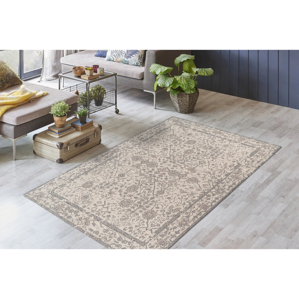 Tappeto Vintage Perry 100 in Cotone Crema