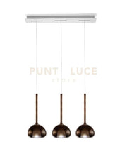 BEBA LAMPADARIO A SOSPENSIONE 3 LUCI LINEARE VETRI PICCOLI BRONZO ATTACCO G9 VETRI D.15CM