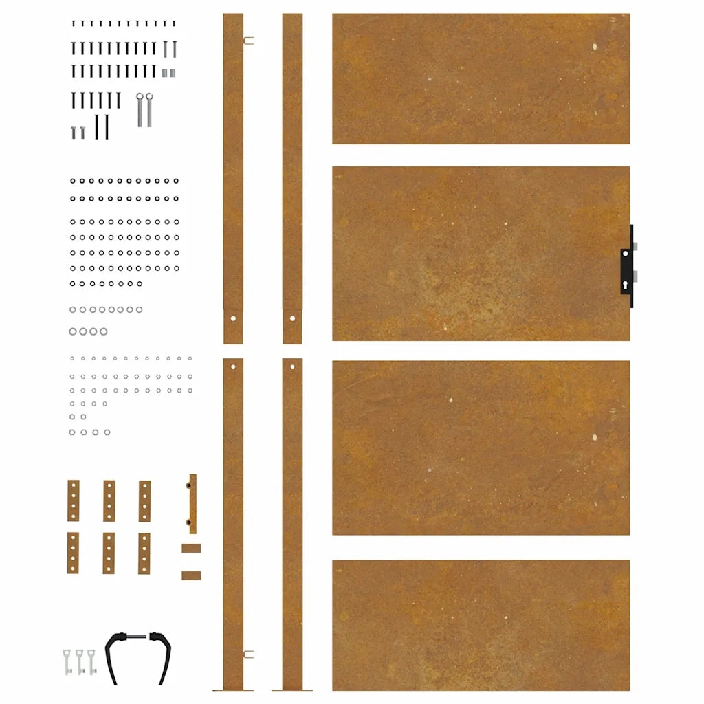 Cancello da giardino 100x175 cm in acciaio Corten 153266