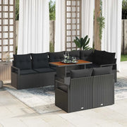 Set Divano da Giardino con archiviazione 9 pcs Nero Poly Rattan