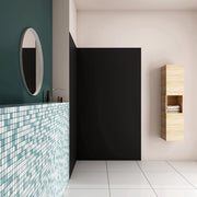 H.210 cm Pannello Doccia ad Angolo 80x120 cm Realizzato in Alluminio da 3 mm con Profili Finitura Nero Opaco per Rivestimento Parete Bagno