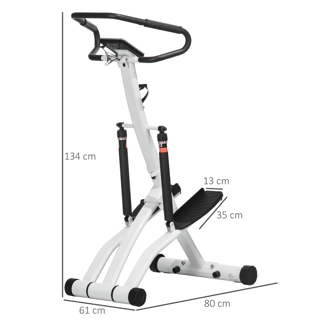 Stepper con maniglie, cyclette fitness con schermo LCD, cyclette con 12 livelli di resistenza, nero e argento, 80 x 61 x 134 cm