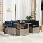 Set da Pranzo per Giardino con cuscino 6 pcs Grigio e Blu Navy 3349716