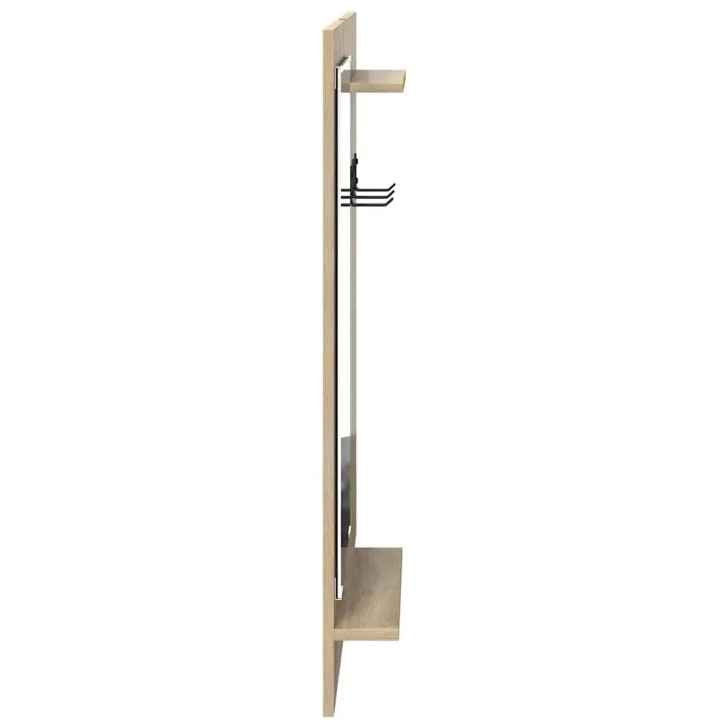 Appendiabiti a muro con specchio-Attaccapanni con specchio Rovere Sonoma 70 x 10 x 90 cm