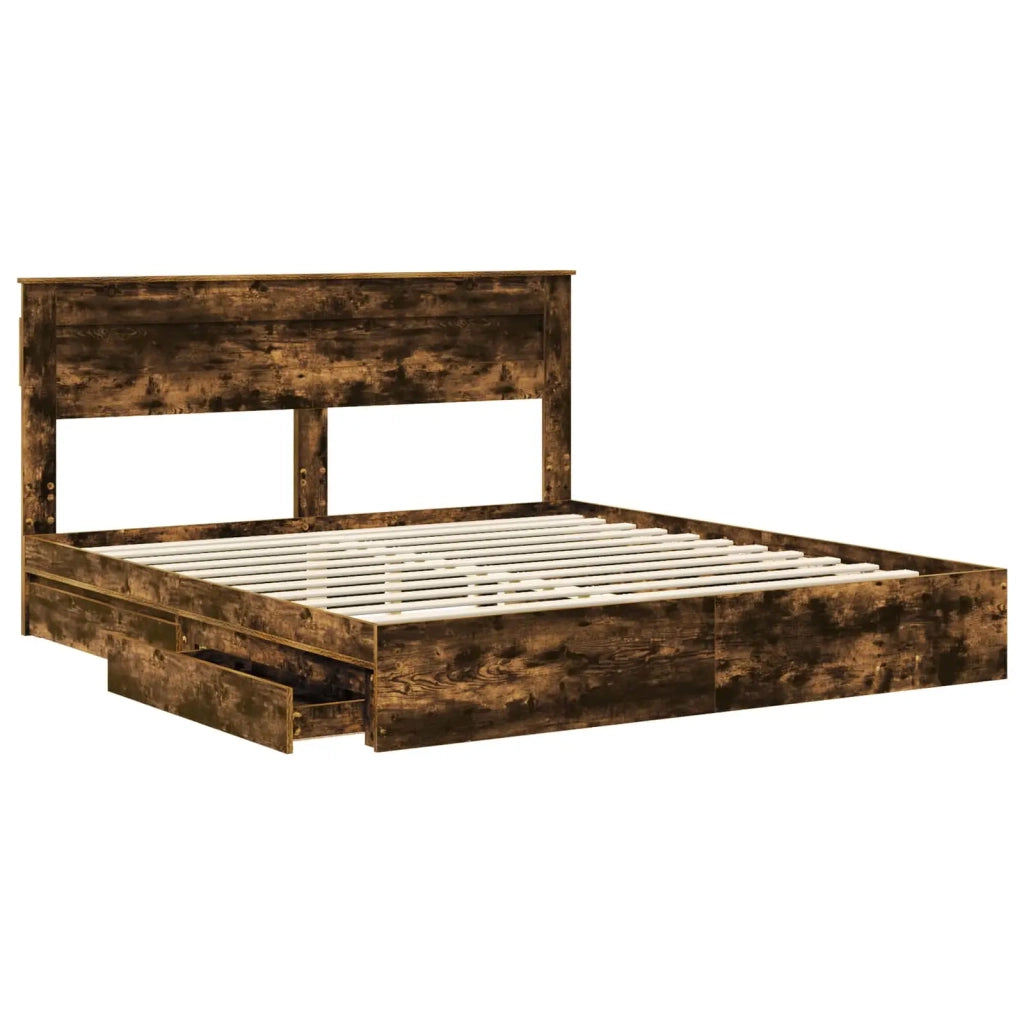 Letto con Contenitore con testiera-Struttura Letto con contenitore Rovere fum¨¦ 180 x 200 cm 480101