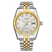Trade Shop - Orologio Uomo Donna Longbo 80435 In Acciaio Con Strass Impermeabile Silver Oro -   -uomo    -