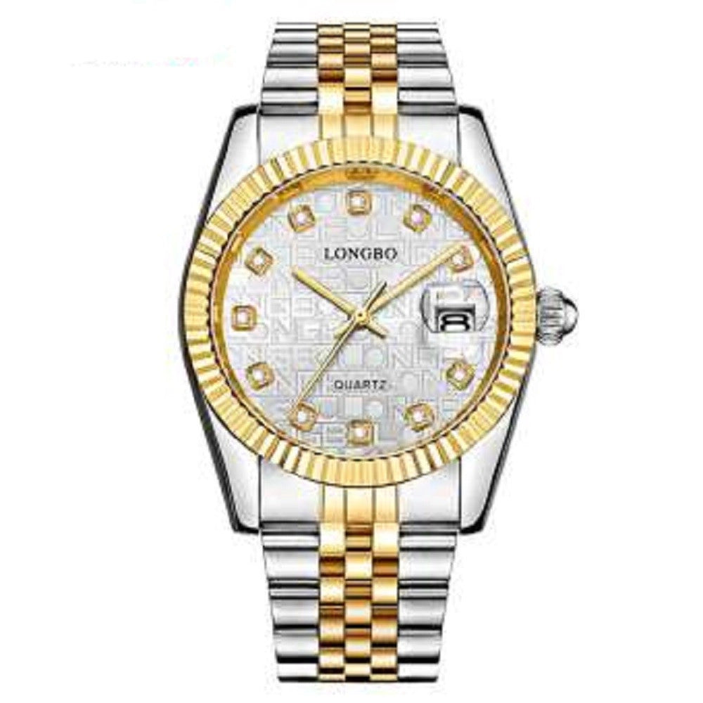 Trade Shop - Orologio Uomo Donna Longbo 80435 In Acciaio Con Strass Impermeabile Silver Oro -   -uomo    -