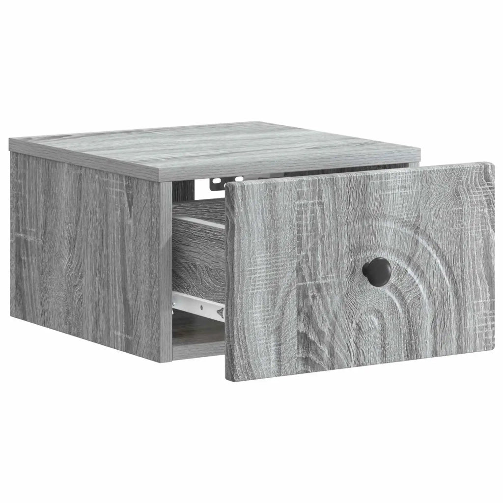 Set di 2 Comodini | Armadio da Notte | Mobiletto da notte a muro Grigio Sonoma 33 x 34,5 x 20 cm