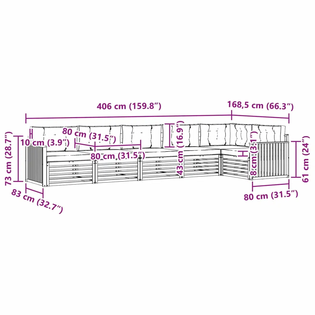Set di divani da esterno 6 pcs Grigio Naturale e Chiaro 3373536