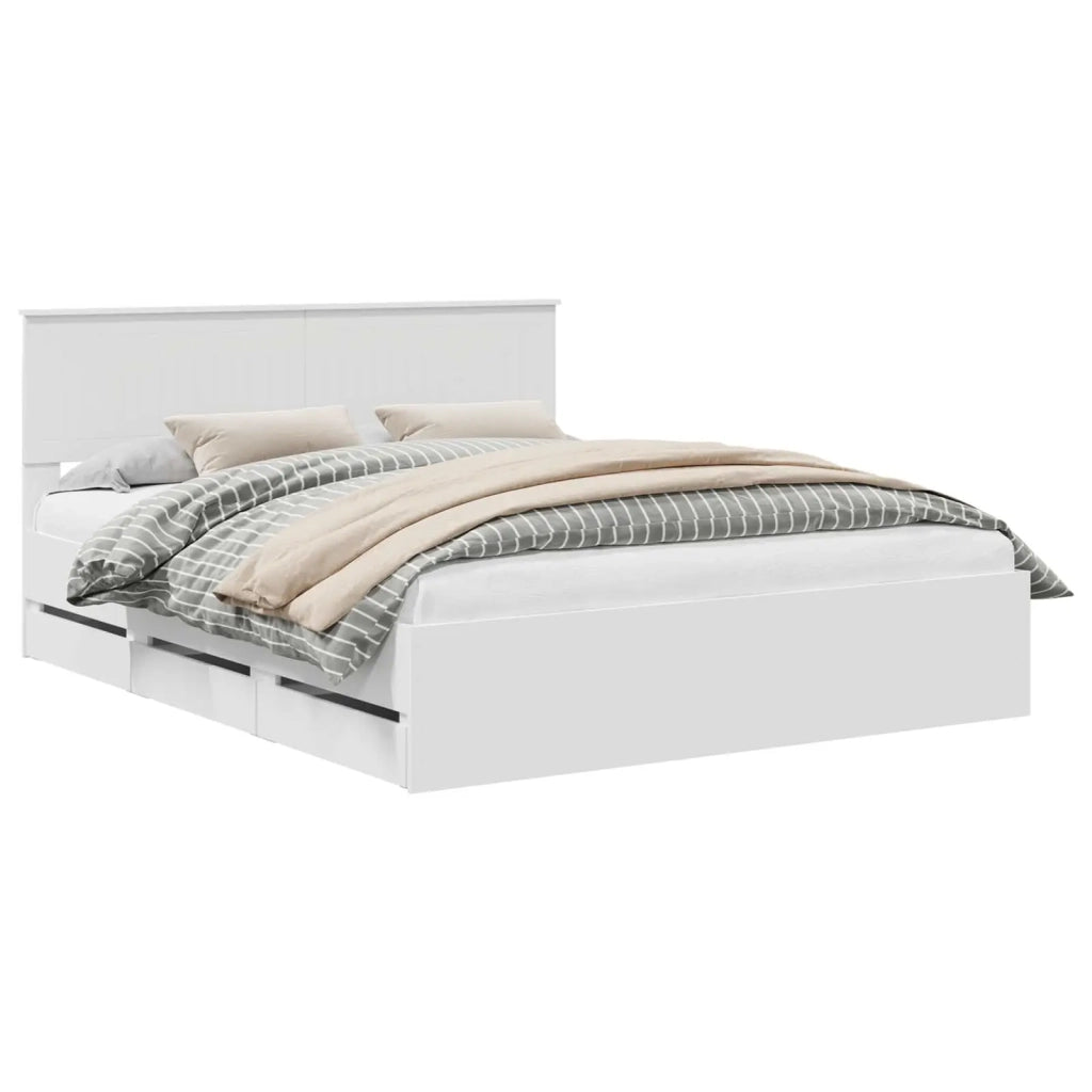 Struttura del letto-Giroletto-Rete del Letto Bianco 160 x 200 cm Legno Ingegnerizzato 224682